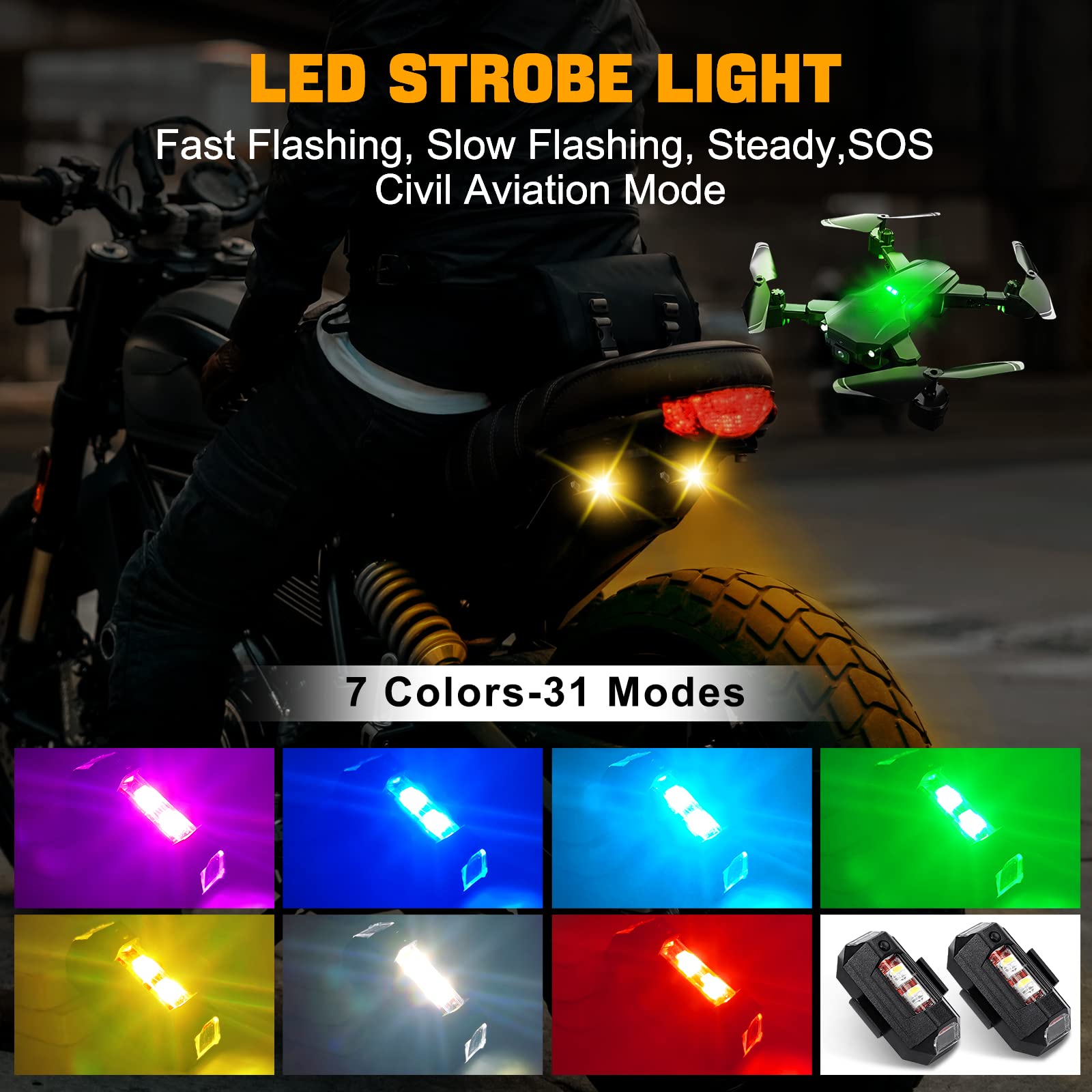 Drone Strobe Light - Motosiklet Işıkları Drone Strobe Işık USB