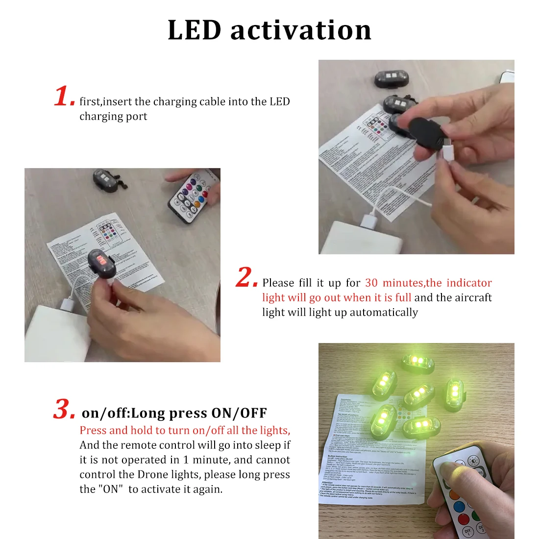 2/4/8 adet kablosuz uzaktan ku - Drone Strobe Light incelemesi ve fiyatı